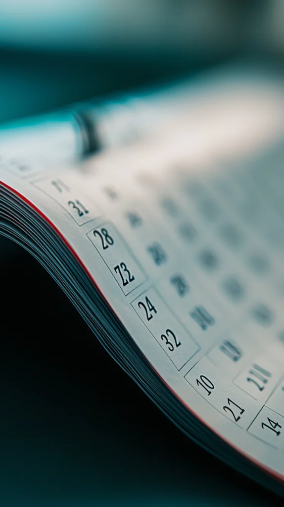 Calendar pages flipping, symbolizing tax deadlines and compliance schedules in Thailand.